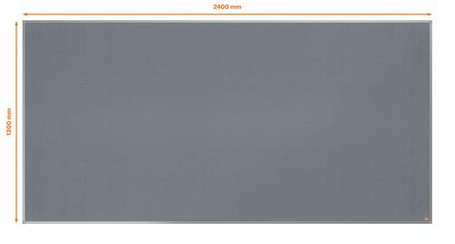 Felt notice board with an anodised aluminum trim and fixed by a through corner wall mounting. Excellent felt notice board surface to pin and display your notices. Size: 2400x1200mm.
