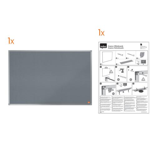 Nobo Essence Grey Felt Noticeboard Aluminium Frame 2400x1200mm 1915441