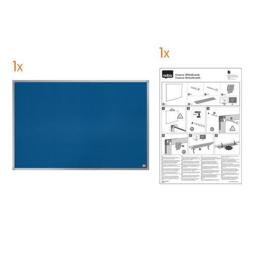 Felt notice board with an anodised aluminum trim and fixed by a through corner wall mounting. Excellent felt notice board surface to pin and display your notices. Size: 1500x1200mm.