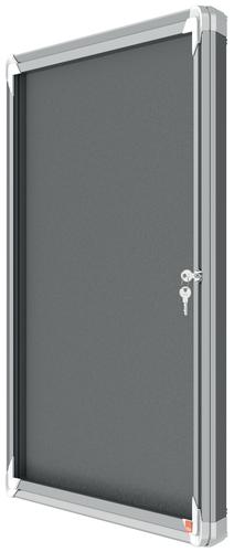 Nobo Premium Plus Grey Felt Lockable Noticeboard Display Case 6 x A4 709x668mm 1915328 ACCO Brands