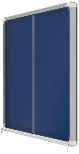 Nobo Premium Plus Blue Felt Lockable Noticeboard Display Case 18 x A4 1355x970mm 1915334 54884AC