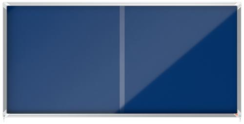 Nobo Premium Plus Blue Felt Lockable Noticeboard Display Case 27 x A4 2000x970mm 1915335