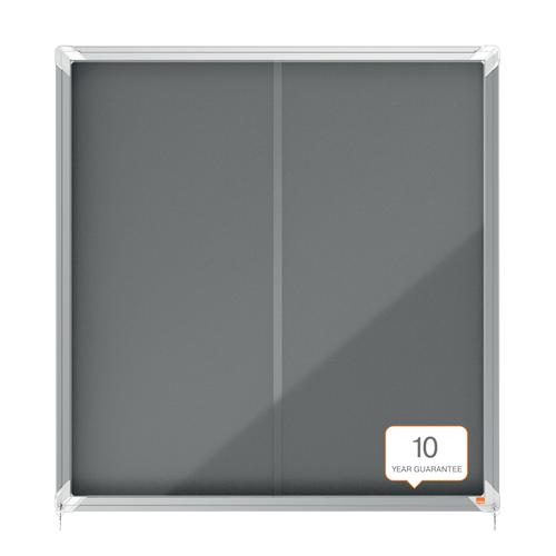 Nobo Premium Plus Grey Felt Lockable Noticeboard Display Case 12 x A4 925x970mm 1915337 ACCO Brands