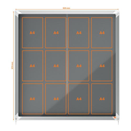 Nobo Premium Plus Grey Felt Lockable Noticeboard Display Case 12 x A4 925x970mm 1915337 54905AC Buy online at Office 5Star or contact us Tel 01594 810081 for assistance