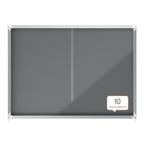 54912AC - Nobo Premium Plus Grey Felt Lockable Noticeboard Display Case 18 x A4 1355x970mm 1915338