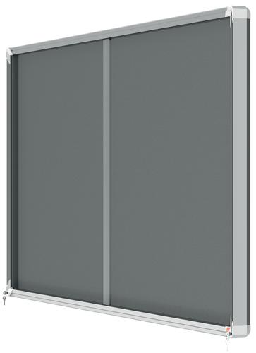 Nobo Premium Plus Grey Felt Lockable Noticeboard Display Case 27 x A4 2000x970mm 1915339  54919AC