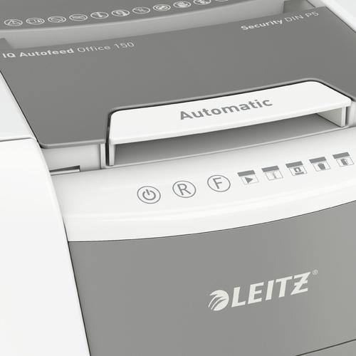 Leitz IQ Autofeed Office 150 Micro-Cut P-5 Shredder White 80141000 - LZ12634