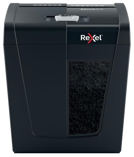 Rexel Secure X10 Cross Cut Paper Shredder; Shreds 10 Sheets; P4 Security; Home/Home Office; 18 Litre Removable Bin; Quiet and Compact