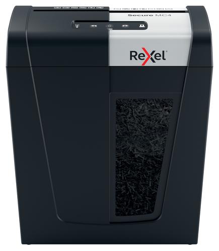 Rexel Secure MC4 Whisper-Shred Micro Cut Paper Shredder; Shreds 4 Sheets; P5 Security; Home/Home Office; 14 Litre Removable Bin; Quiet and Compact