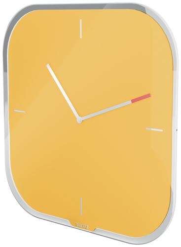 Leitz Cosy Silent Glass Wall Clock Warm Yellow