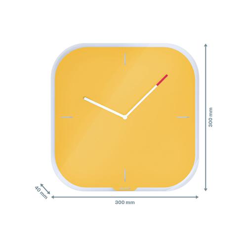 Leitz Cosy Silent Glass Wall Clock Warm Yellow 90170019 ACCO Brands