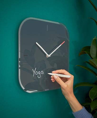 Leitz Cosy Silent Glass Wall Clock Velvet Grey 90170089 56613AC Buy online at Office 5Star or contact us Tel 01594 810081 for assistance