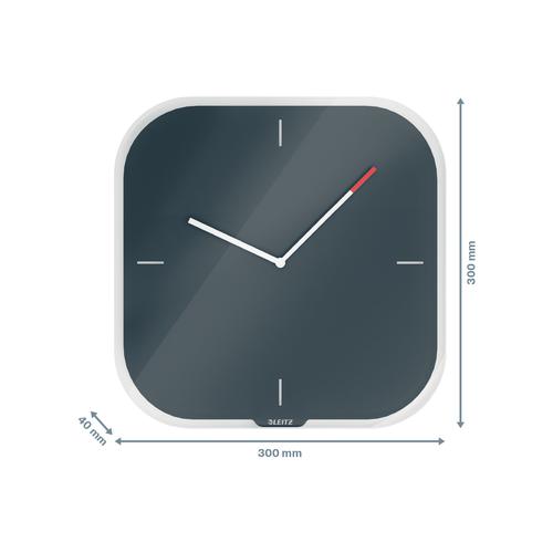 56613AC - Leitz Cosy Silent Glass Wall Clock Velvet Grey 90170089