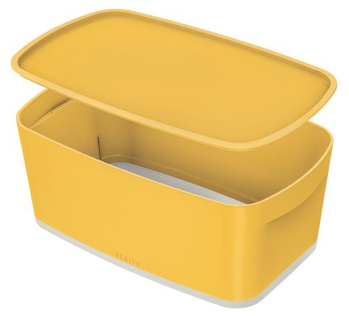 Leitz MyBox Cosy Small with lid, Storage Box, 5 litre, W 318 x H 128 x D 191 mm, Warm Yellow