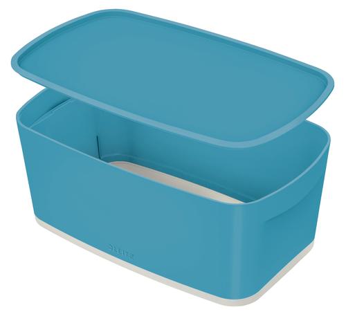 Leitz MyBox Cosy Small with lid, Storage Box, 5 litre, W 318 x H 128 x D 191 mm, Calm Blue