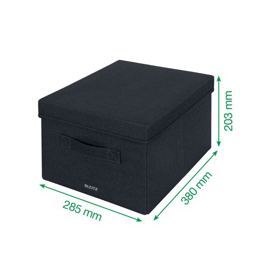 LZ13463 Leitz Fabric Storage Box with Lid Twinpack Medium Grey 61440089