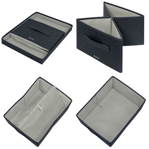 Leitz Fabric Storage Box with Lid Twinpack Medium Grey 61440089