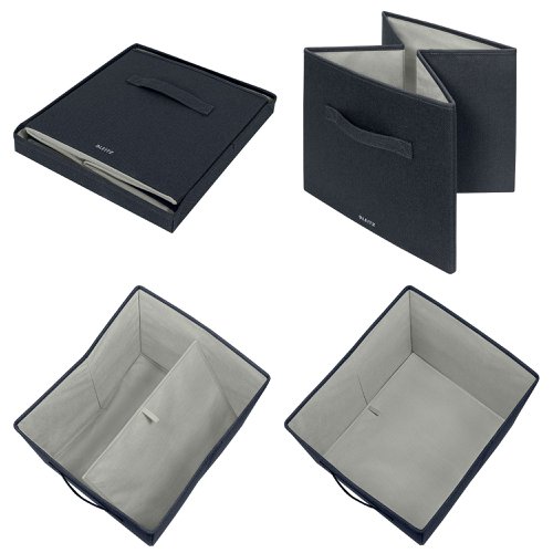 Leitz Fabric Storage Box with Lid Twinpack Large Grey 61450089