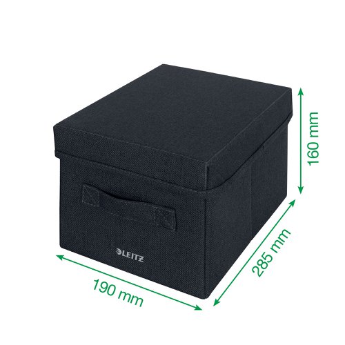 LZ13493 Leitz Fabric Storage Box with Lid Twinpack Small Grey 61460089
