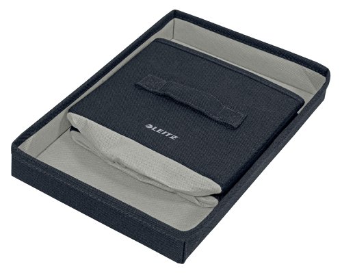 Leitz Fabric Storage Box with Lid Twinpack Small Grey 61460089 LZ13493
