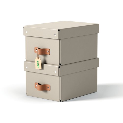 Leitz Puro Storage Box with lid, small, 7L, 100% recycled card, pack of 2