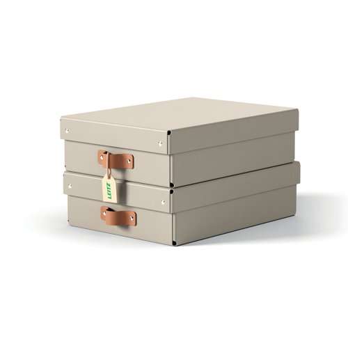 Leitz Puro Storage Box with lid, medium low, 8L, 100% recycled card, pack of 2