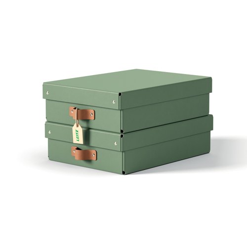 Leitz Puro Storage Box with lid, medium low, 8L, 100% recycled card, pack of 2