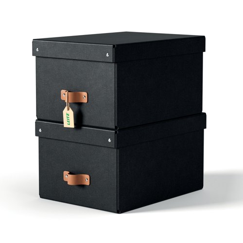 Leitz Puro Storage Box with lid, medium, 17L, 100% recycled card, pack of 2