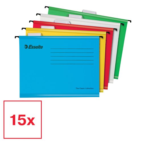 Esselte Classic A4 Suspension File Assorted Colours (Pack of 15)