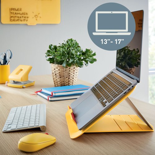 Leitz Ergo Cosy Adjustable Laptop Stand Warm Yellow 64260019 LZ12934 Buy online at Office 5Star or contact us Tel 01594 810081 for assistance