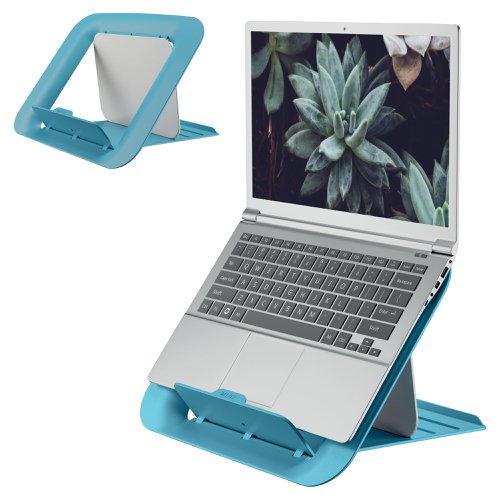 Leitz Adjustable Laptop Stand; Desktop/Tabletop Riser Stand; Compact Laptop Holder With 4 Heights; Ergo Cosy Range; Calm Blue