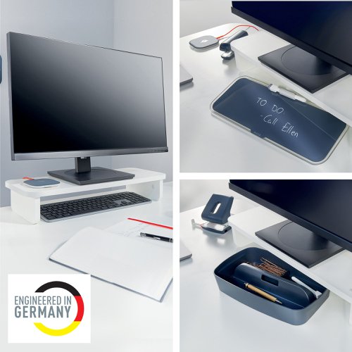Leitz Ergo Monitor Stand 560x80x210mm White 64340001 LZ13261 Buy online at Office 5Star or contact us Tel 01594 810081 for assistance