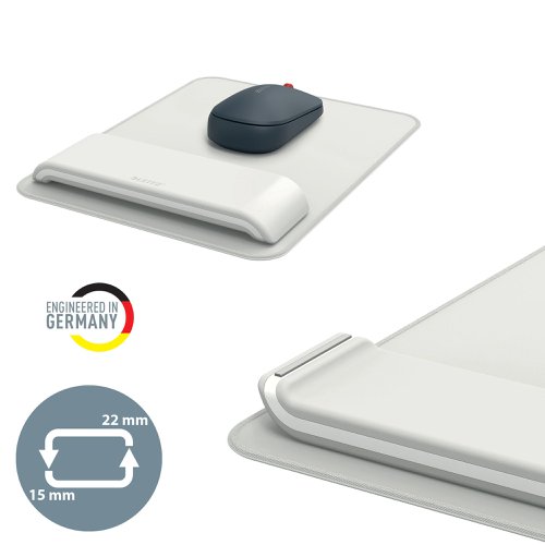 Leitz Mouse Mat with Height Adjustable Wrist Rest Light Grey - 65170085 21839AC Buy online at Office 5Star or contact us Tel 01594 810081 for assistance