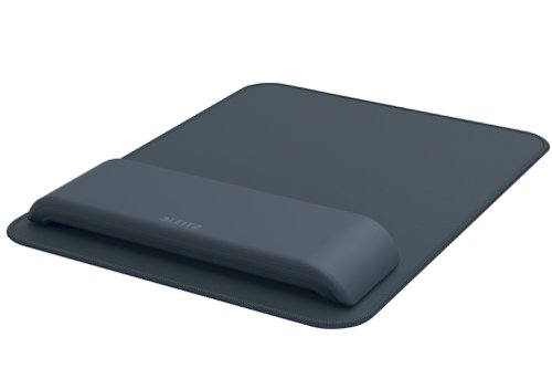 Leitz Ergo Mouse Pad with Adjustable Wrist Rest; Two Height Settings; Velvet Grey/White Computer Mouse Mat; 65170089
