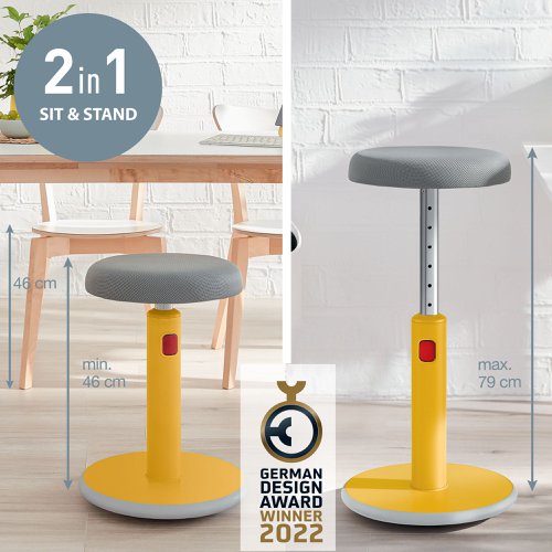 Leitz Ergo Cosy Active Sit Stand Stool Warm Yellow Office Chairs CH1293