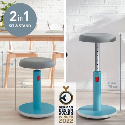 Leitz Ergo Cosy Active Sit Stand Stool Calm Blue 65180061 ACCO Brands