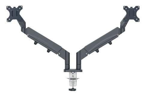 21818AC | The Leitz Space Saving Dual Monitor Arm has a positive impact on posture, promotes proper eye alignment and supports neck and shoulder comfort when the height of the monitors are adjusted correctly, and as recommended, to the ideal ergonomic position. The monitor stand remains stable at all heights and angles and can be easily switched between landscape and portrait mode. It's design is ideal for where space is limited and it will free up valuable desktop space. Ergonomically designed to promote wellness and increase productivity.