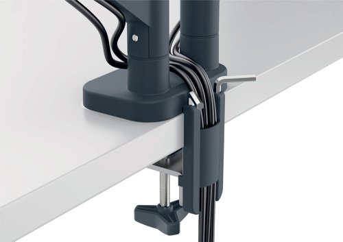 21818AC - Leitz Ergo Space-Saving Dual Monitor Arm Suitable for Monitors upto 32inches Dark Grey - 65370089