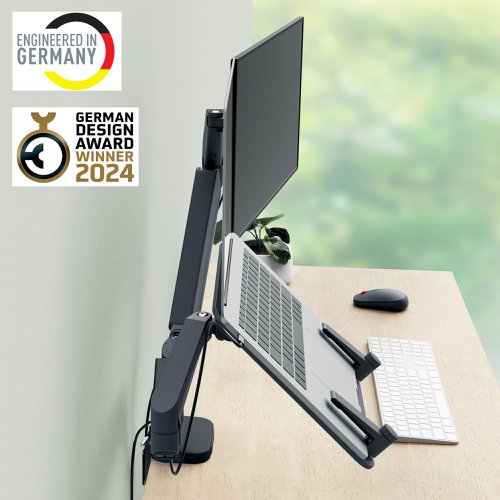 Leitz Ergo Dual Monitor and Laptop Arm Dark Grey 65380089