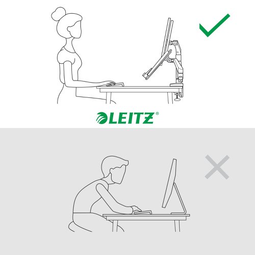 Leitz Ergo Space-Saving Dual Monitor and Laptop Arm Suitable for Laptop upto 17inches and Monitors upto 32inches Dark Grey - 65380089  21825AC