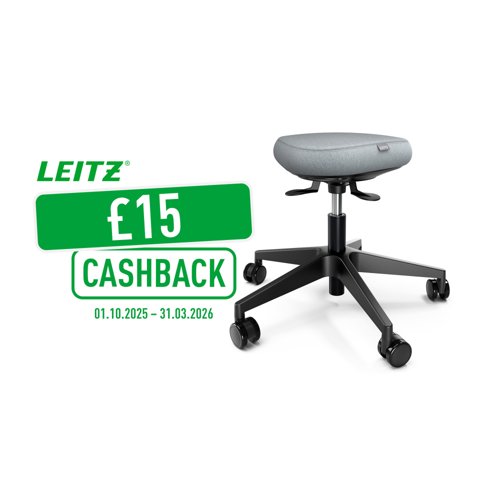 Leitz Ergo Active Sitting Stool with Wheels and Wobble Comfort Seat Black - 65770095