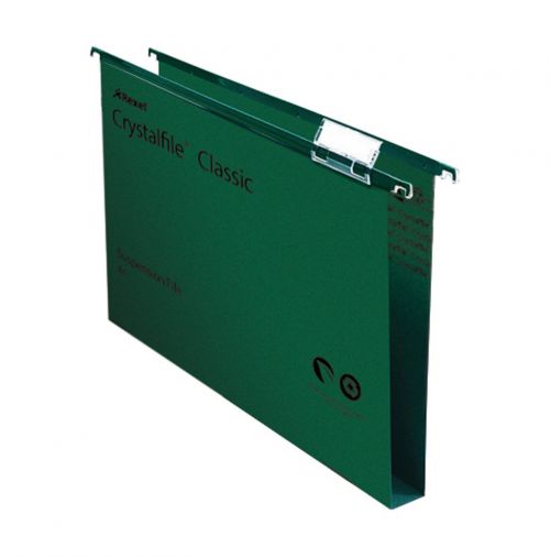 Rexel Crystalfile Classic Suspension File Manilla Wide-base 30mm 230gsm A4 Green Ref 70621 [Pack 50]