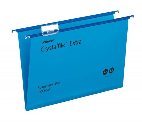 Rexel Crystalfile Extra 15mm Suspension File Blue (Pack of 25) 70630