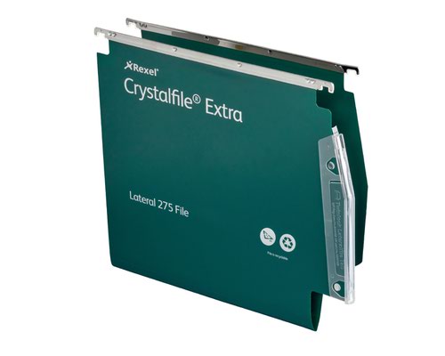 Rexel CrystalFile Extra 15mm Lateral File Green (Pack of 25) 70637