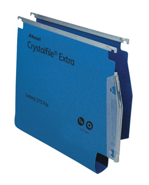 Rexel Crystalfile Extra 30mm Lateral File Blue (Pack of 25) 70642