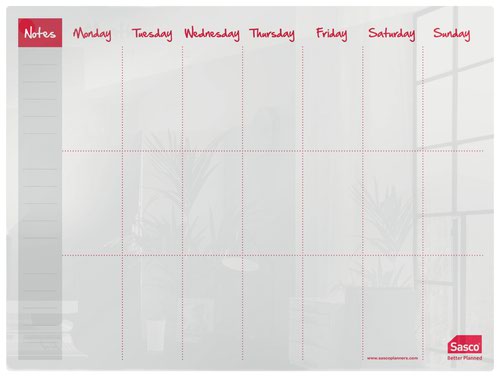 Sasco Semi Opaque Acrylic Mini Whiteboard Weekly Planner Desktop 600x450mm