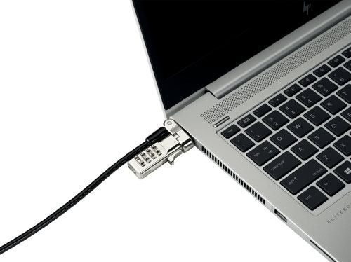 Now there’s one combination cable lock that does it all. The Universal 3-in-1 Combination Laptop Lock fits any laptop security slot — standard, nano, and wedge-shaped — helping to “future-proof” your locking solution.Resettable 4-number dial with 10,000 possible combinations, and carbon steel cable provide strong security against theft attempts. Additional features include Register & Retrieve™ for quick, secure, and easy combination retrieval; and a five-year warranty backed by Kensington, inventor and worldwide leader in laptop security locks.One Lock for Any Slot, fits standard, nano, or wedge-shaped laptop security slots, regardless of brand or generation, helping to “future-proof” your locking solution. Lock tips are easily changed; a tether keeps unused lock tips handy.This lock offers 10,000 possible combinations and the ability to easily change the code, alongside a 1.8m (6 ft.) Carbon steel cable with plastic sheath which delivers cut and theft resistance.All Kensington locks are verified and tested for strength, physical endurance, and mechanical resilience.Register & Retrieve™, Kensington’s online registration program, allows for quick, secure, and free combination retrieval.