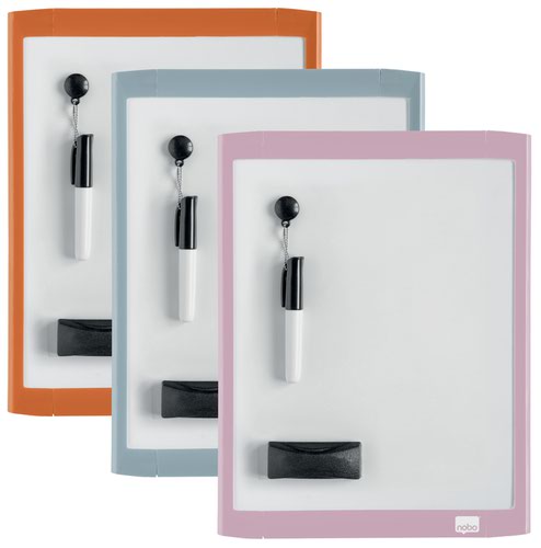 Nobo Mini Magnetic Whiteboard with Coloured Frame 216x280mm Assorted 1915625 ACCO Brands