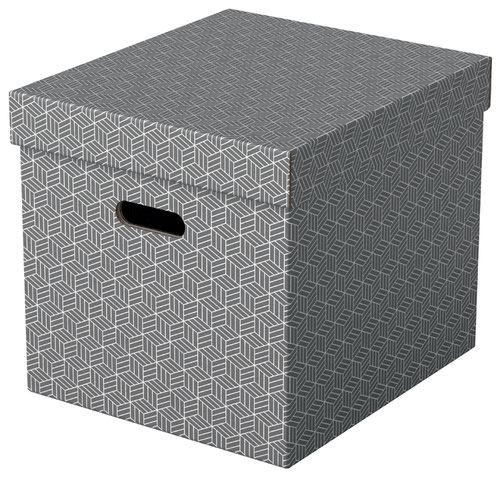 Esselte Home Storage Box Cube Grey (Pack of 3)
