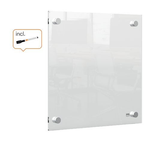 Nobo Transparent Acrylic Mini Whiteboard Wall Mounted 300x300mm 1915619 Drywipe Boards 55906AC